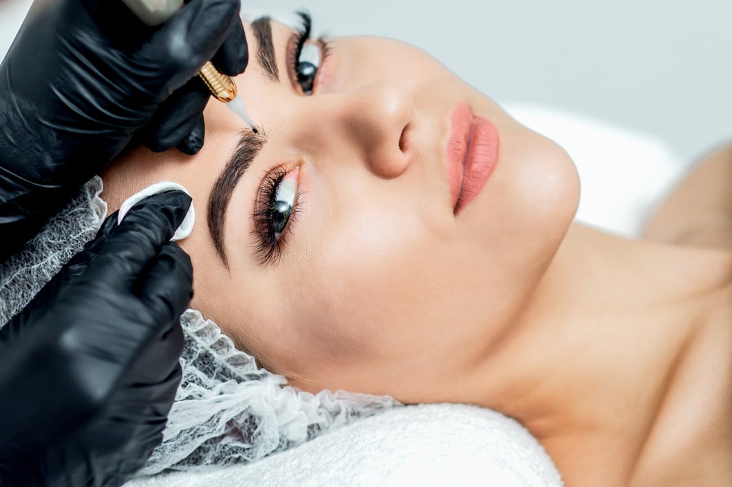 Permanent makeup on eyebrows.